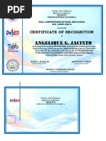 Angelique G. Jacinto: Certificate of Recognition