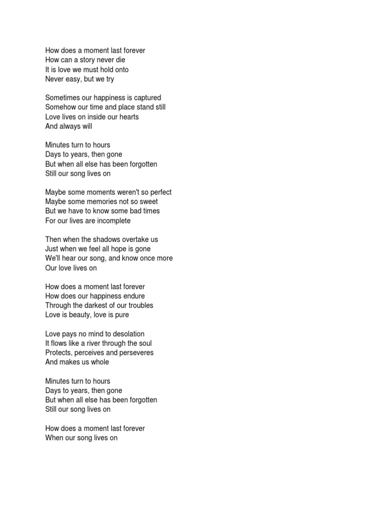 How Does A Moment Last Forever PDF