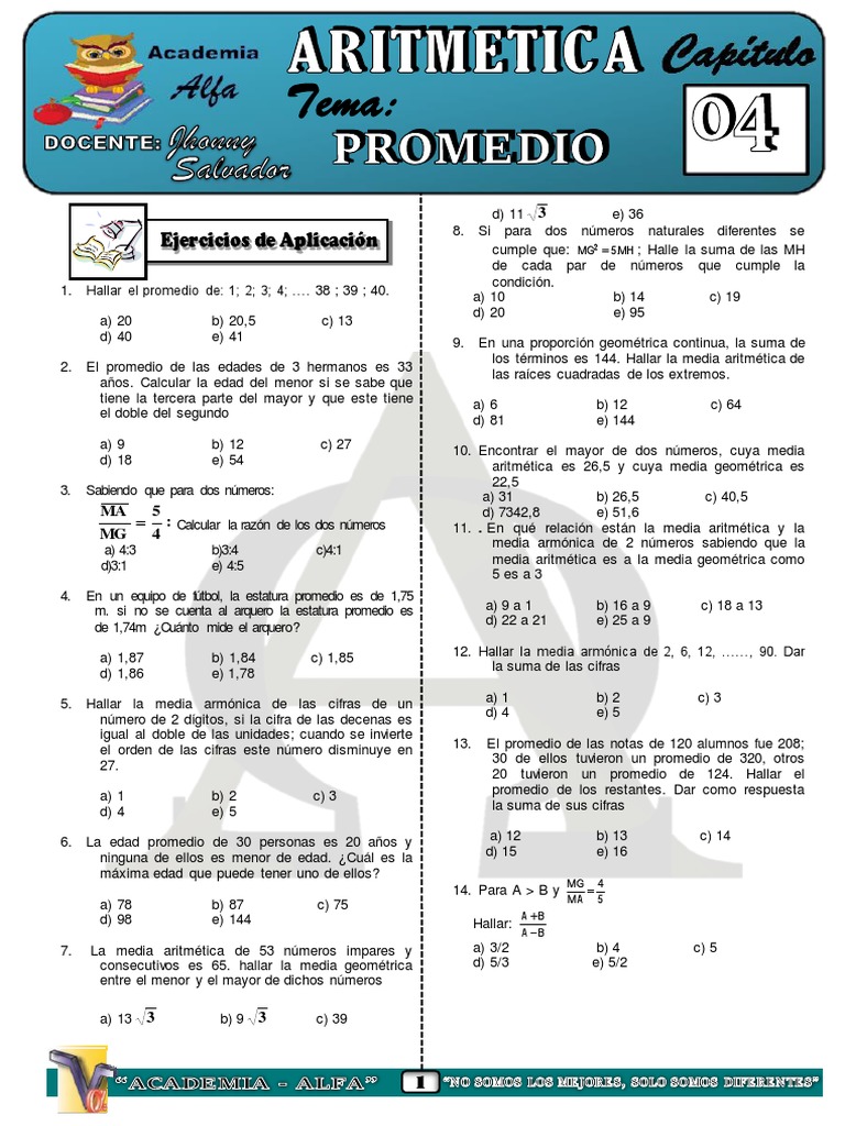 Promedios Pdf Estadísticas Descriptivas Análisis Matemático