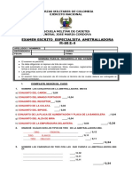 Examen Escrito Especialista Ametralladora M-60 E-4: Fuerzas Militares de Colombia Ejército Nacional
