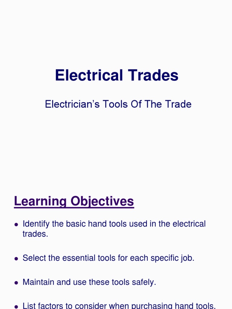 Essential Electrical Tools Guide | PDF | Electrician | Screw