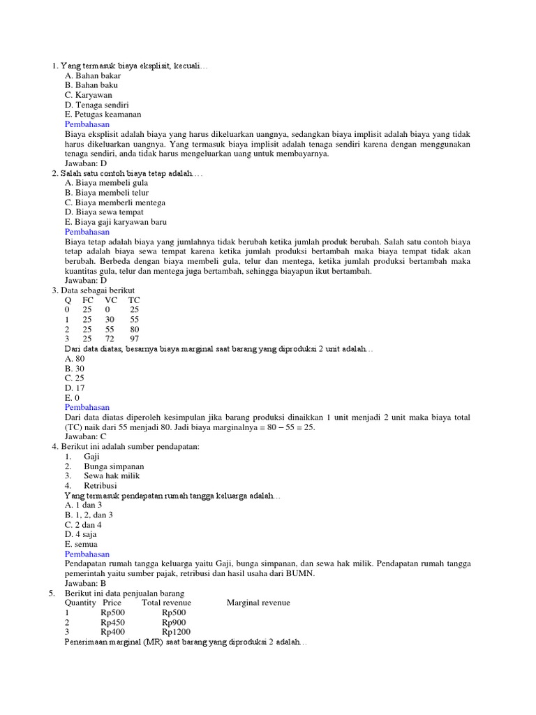 soal biaya produksi