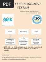 Quality Management System: Prepared By: Furqan Ansari (PG-18-04) Apurva Deshmukh (PG-18-13)