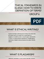 What Is Ethical Standards in Writing and How To Write The Definition of Terms? Group 6