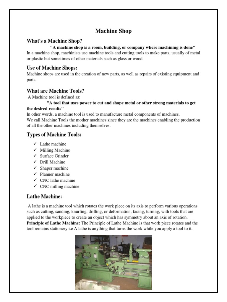 Machine Shop | PDF | Machining | Metalworking