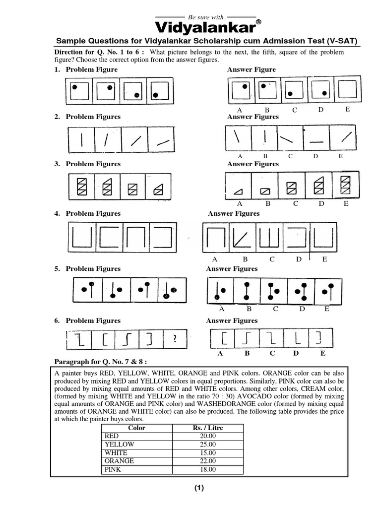 V-SAT 2025 Sample Questions and Answers | PDF | Atomic Mass Unit | Ion