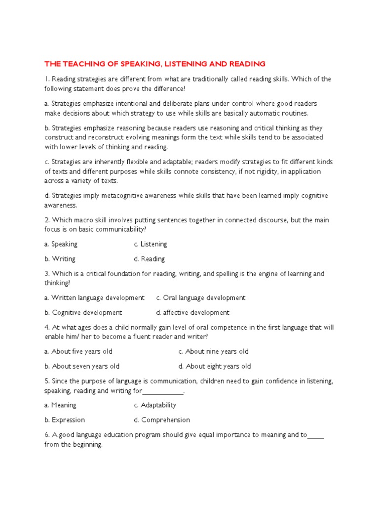 The Teaching of Speaking | PDF | Language Education | Fluency