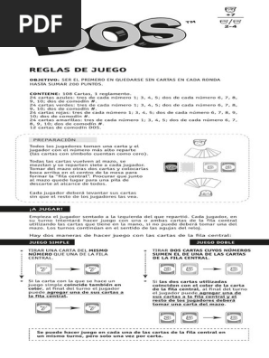 juego cartas dos instrucciones