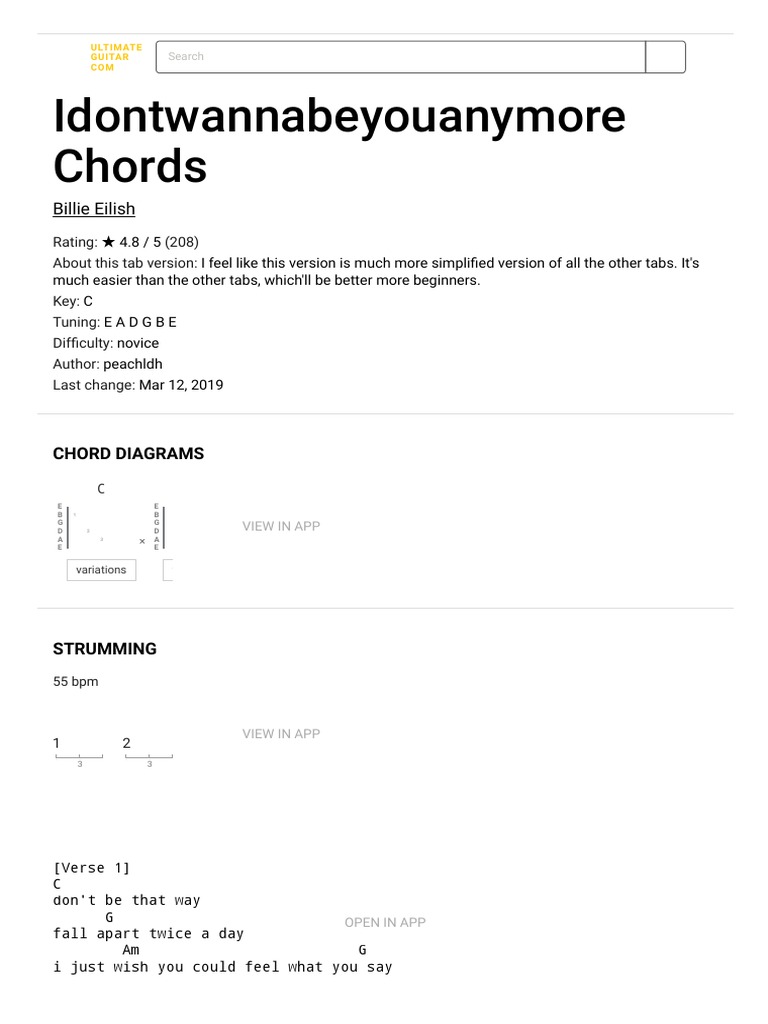 Billie Eilish Idontwannabeyou Pdf Popular Music Vocal Music