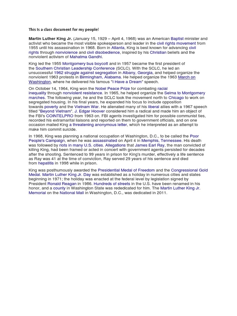 Martin Luther King | PDF | Martin Luther King Jr. | Social Movements
