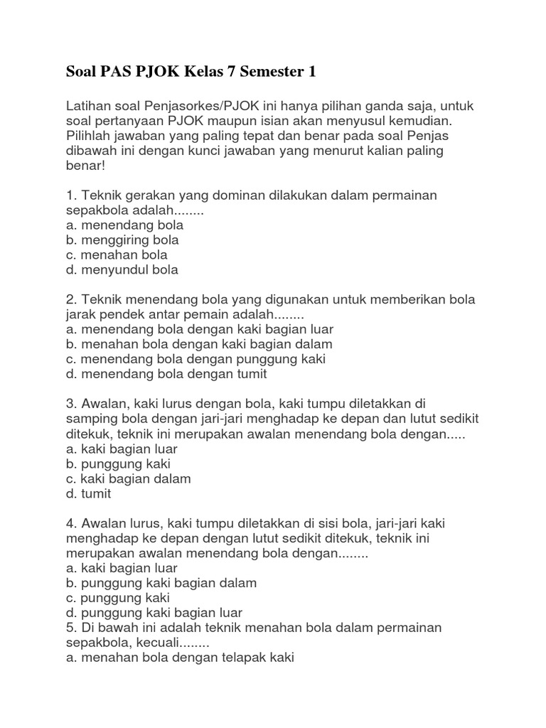 Bank Soal Pjok