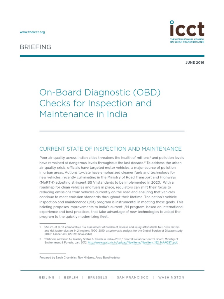 OnBoard Diagnostic (OBD) Checks For Inspection and Maintenance in