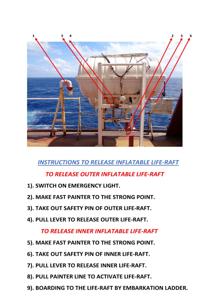 Liferaft Launching Procedure PDF Equipment