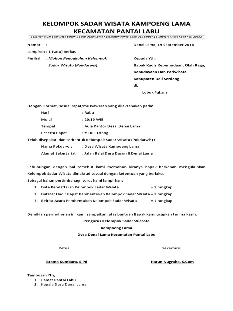 Contoh Undangan POKDARWIS | PDF