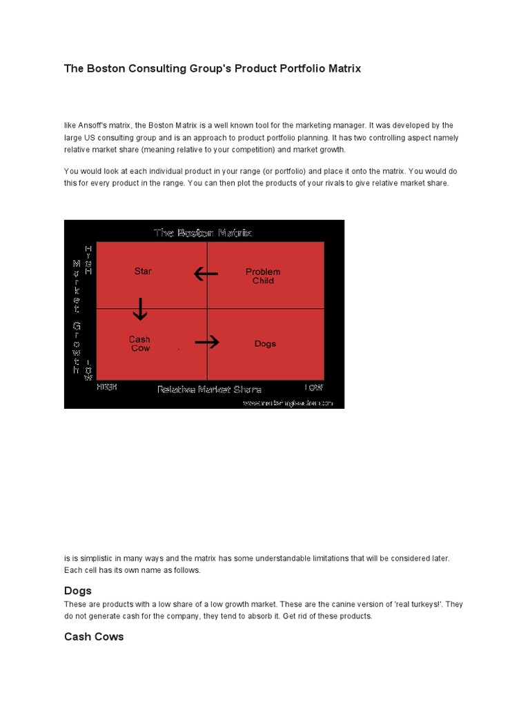 Boston Consulting Group Matrix Overview | PDF | Business | Economies