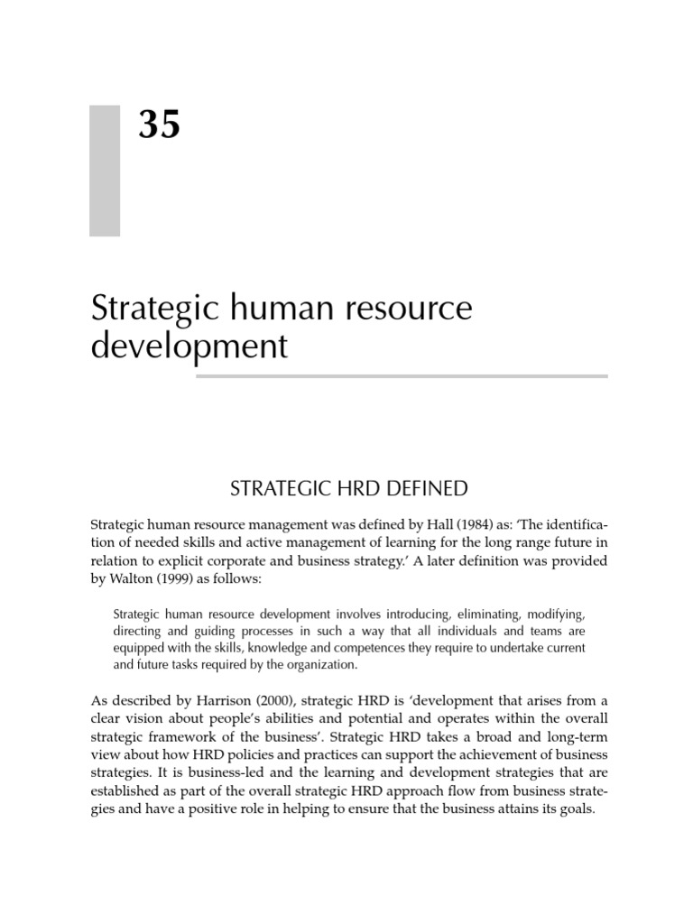 35 Strategic Human Resource Development PDF Strategic Management