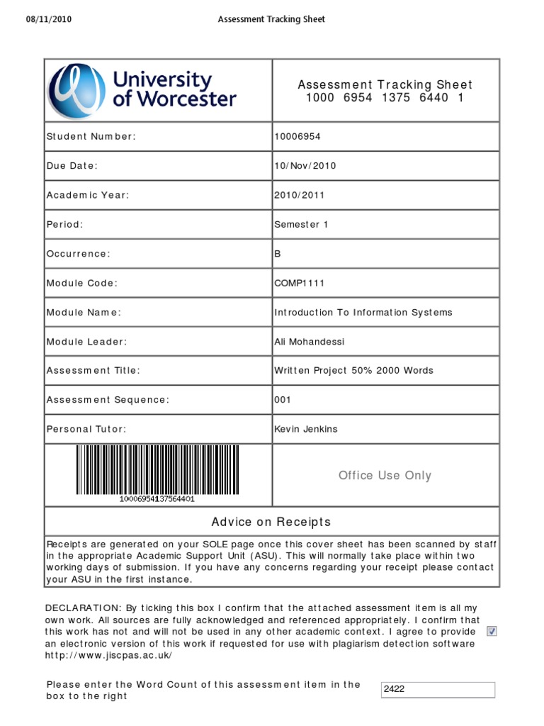 Assessment Tracking Sheet | PDF