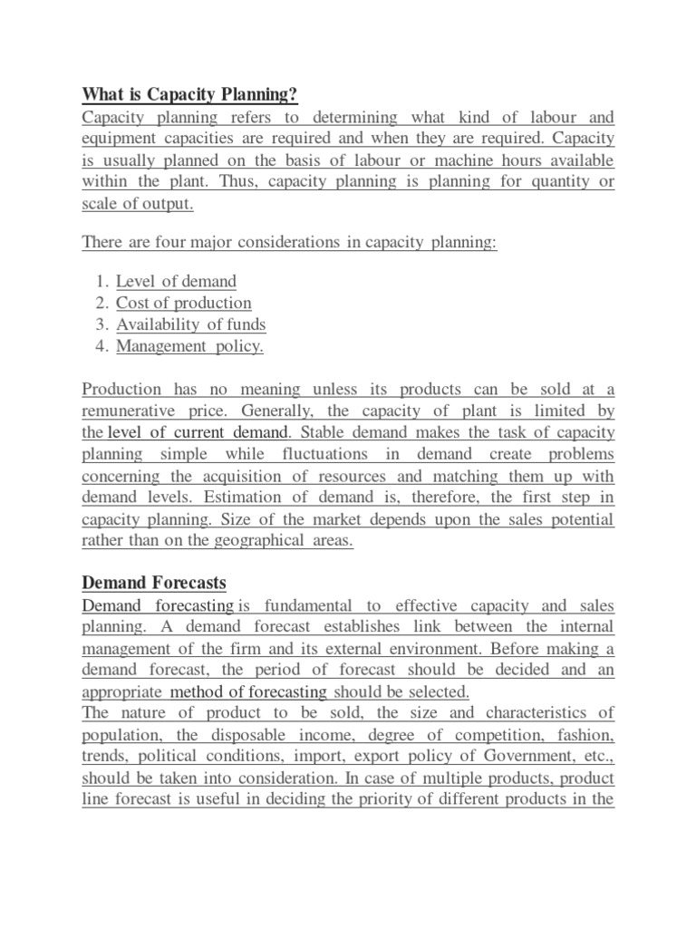 What Is Capacity Planning | Download Free PDF | Demand | Forecasting
