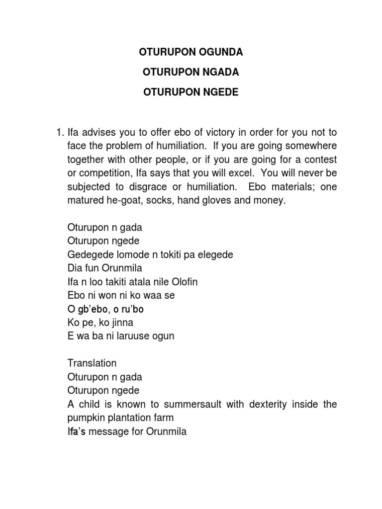 190si Oturupon Ogunda Ingles Santeria