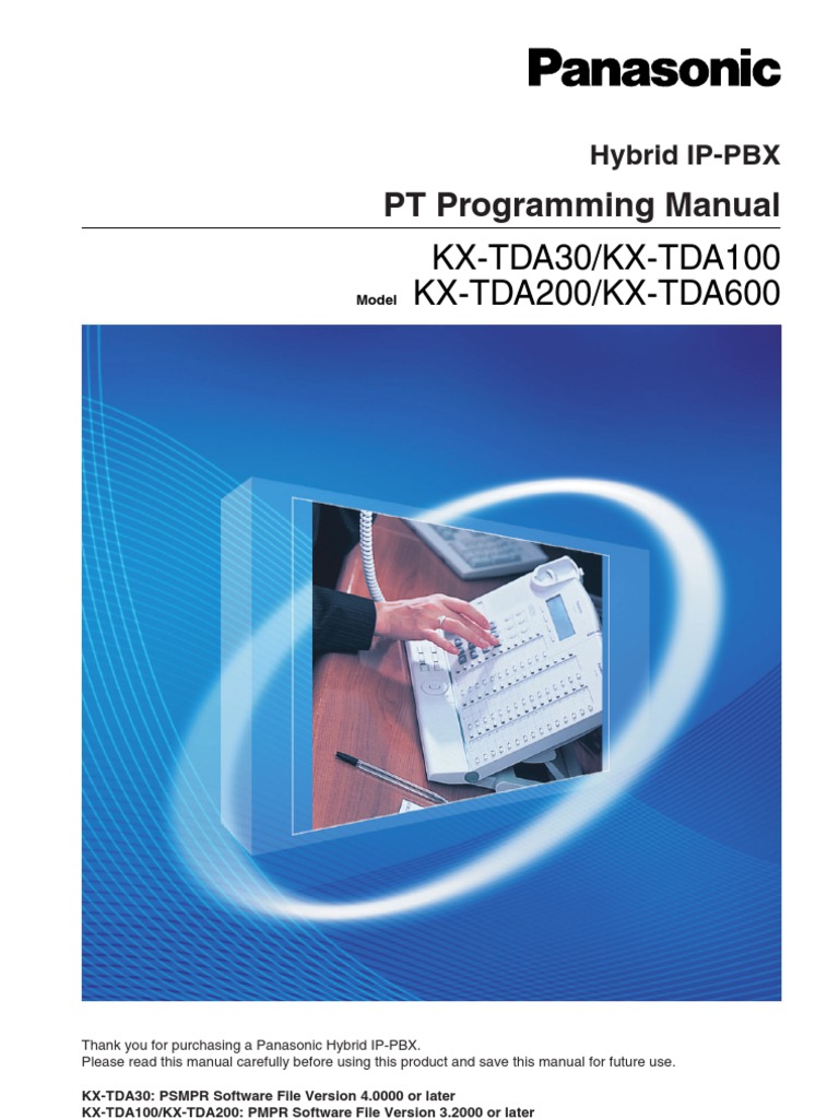 Panasonic KX-TDA System Phones Programming Manual | Public Switched