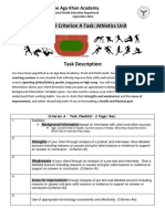 Grade 9 Criterion A Task: Athletics Unit: The Aga Khan Academy