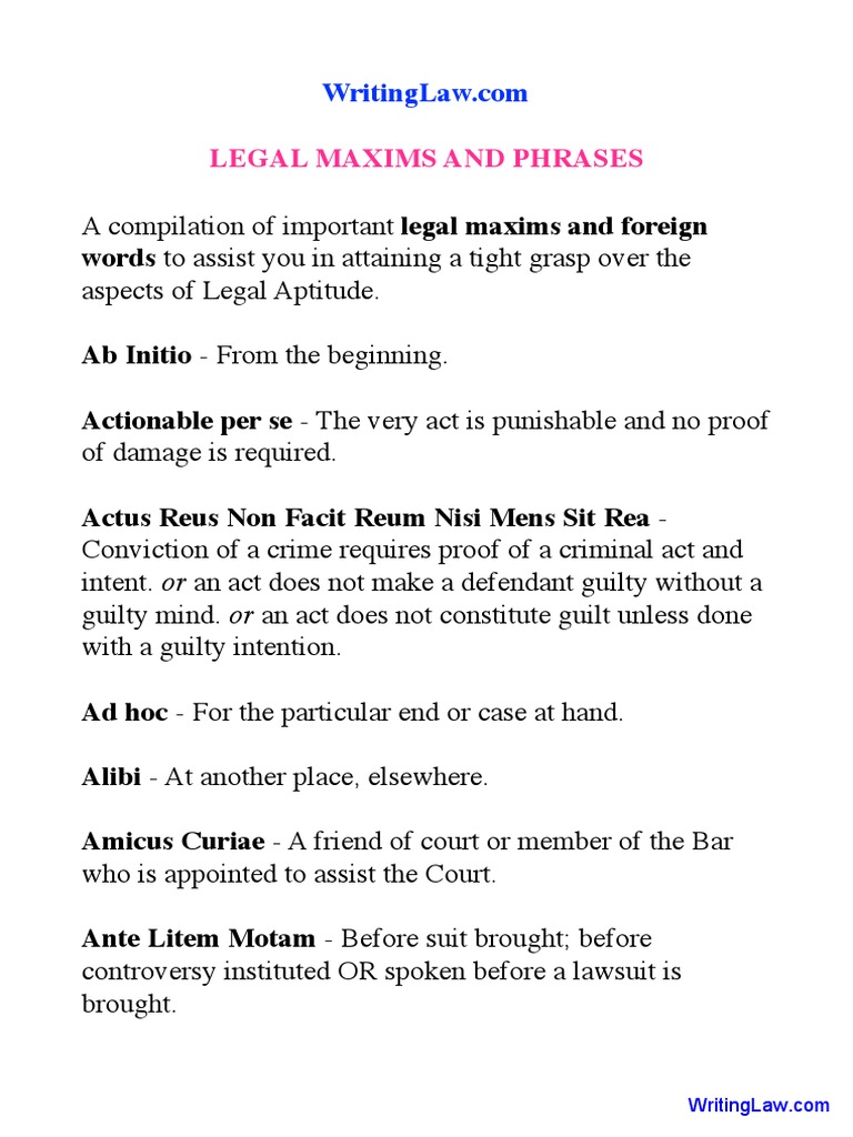 Legal Maxims PDF Jargon Common Law