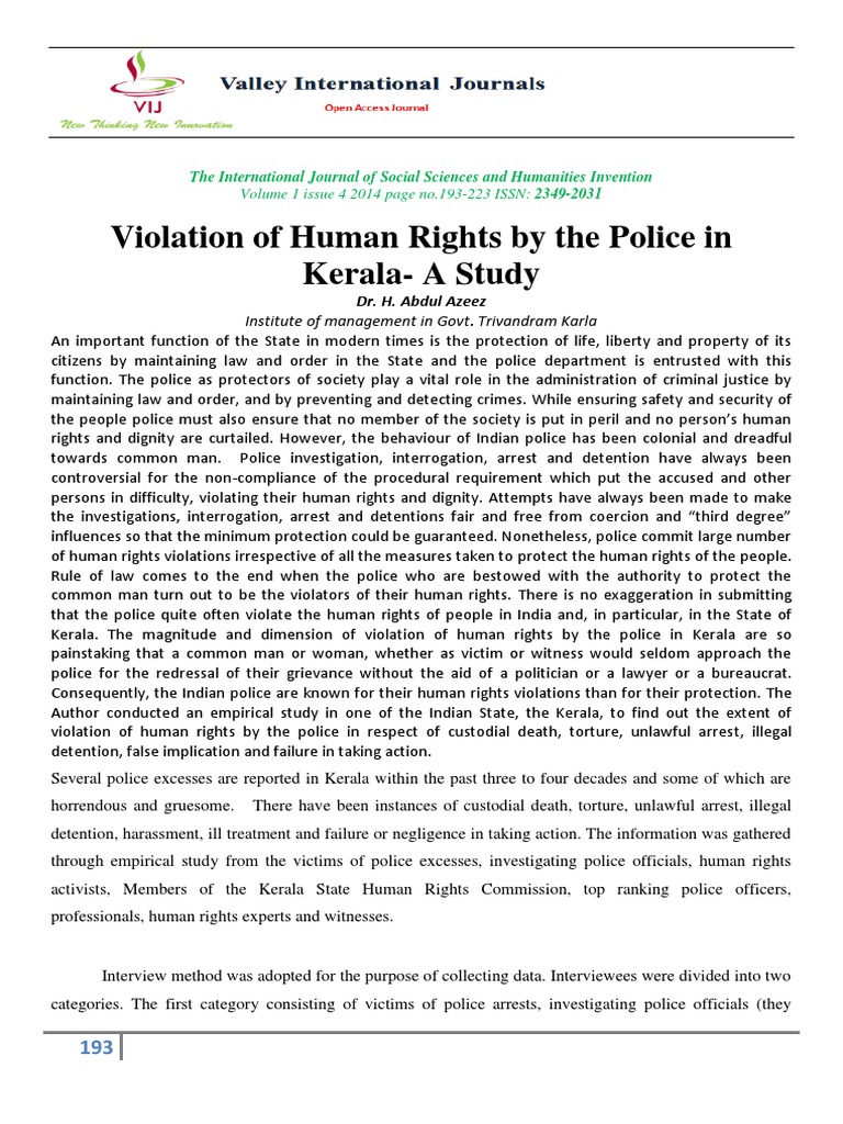 Police Human Rights Violations in Kerala | PDF | Torture | Crime & Violence