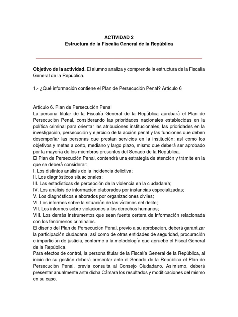 Estructura de la Fiscalía General de la República | PDF | Fiscal ...