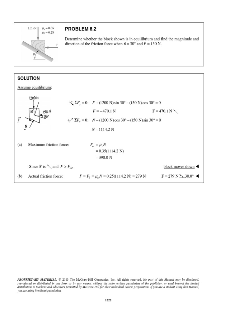 Problem 8.2: Solution | PDF | Force | Physical Sciences