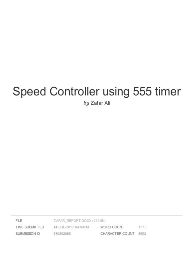 Speed Controller Using 555 Timer | PDF | Digital Technology | Computer ...