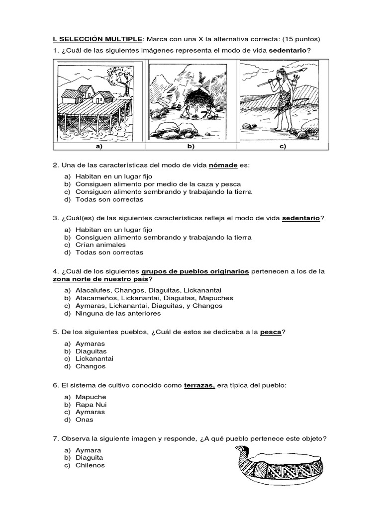 Prueba Pueblos Zona Norte Pdf Nomada Chile