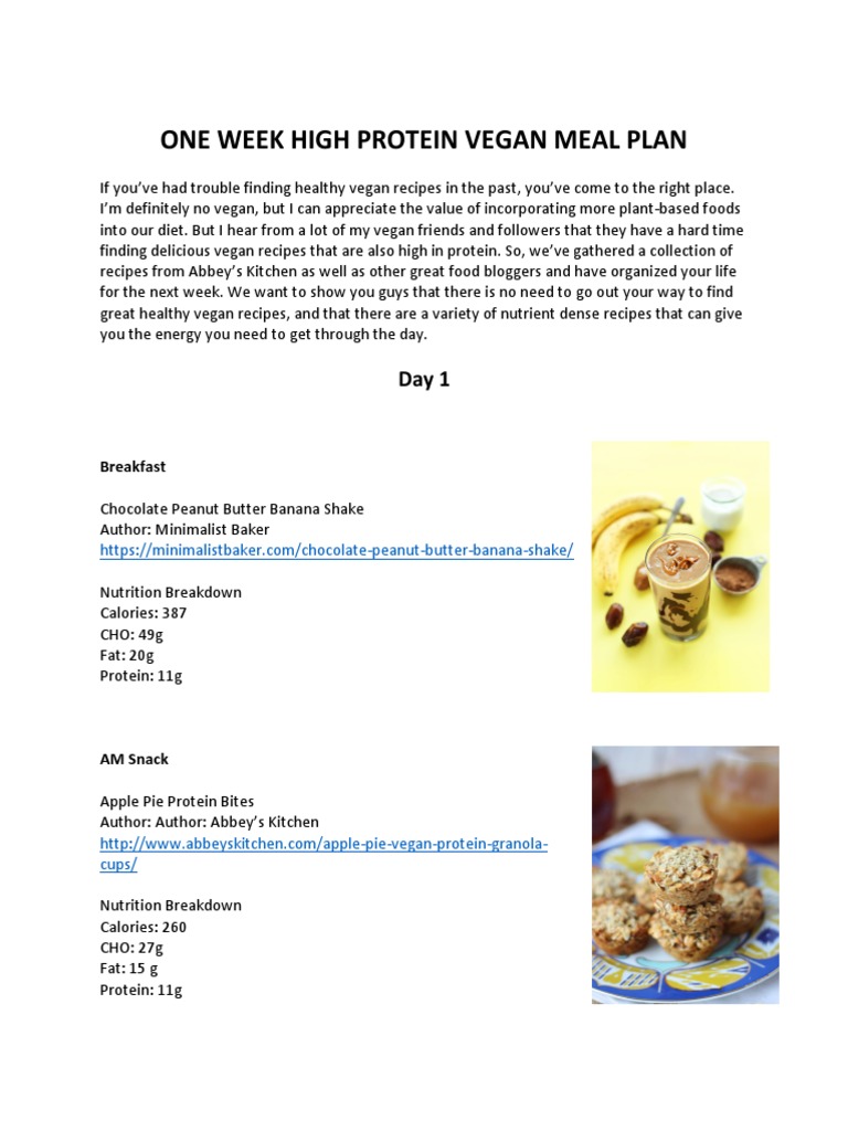 High Protein Vegan Meal Plan | PDF | Veganism | Lunch