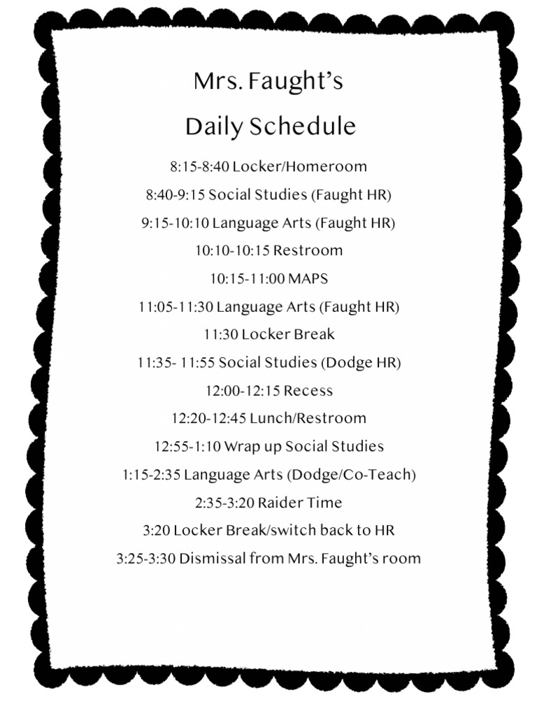 Our Daily Schedule | PDF | Foreign Language Studies | Art
