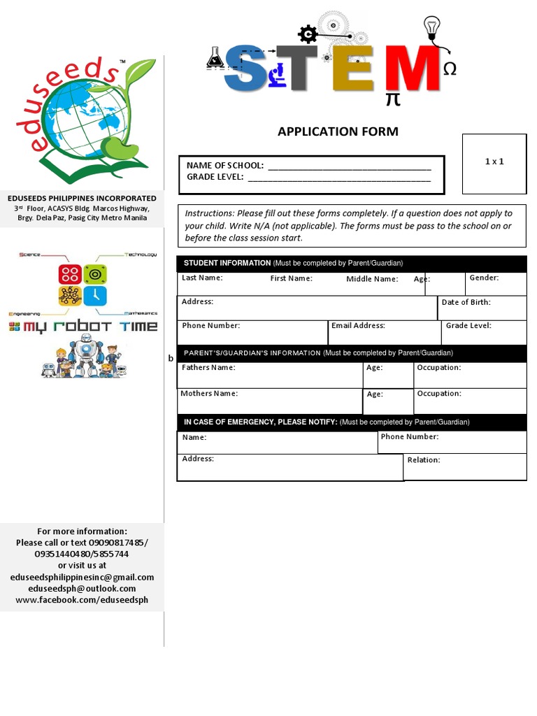 EduSeeds School Application Form | PDF | Wellness