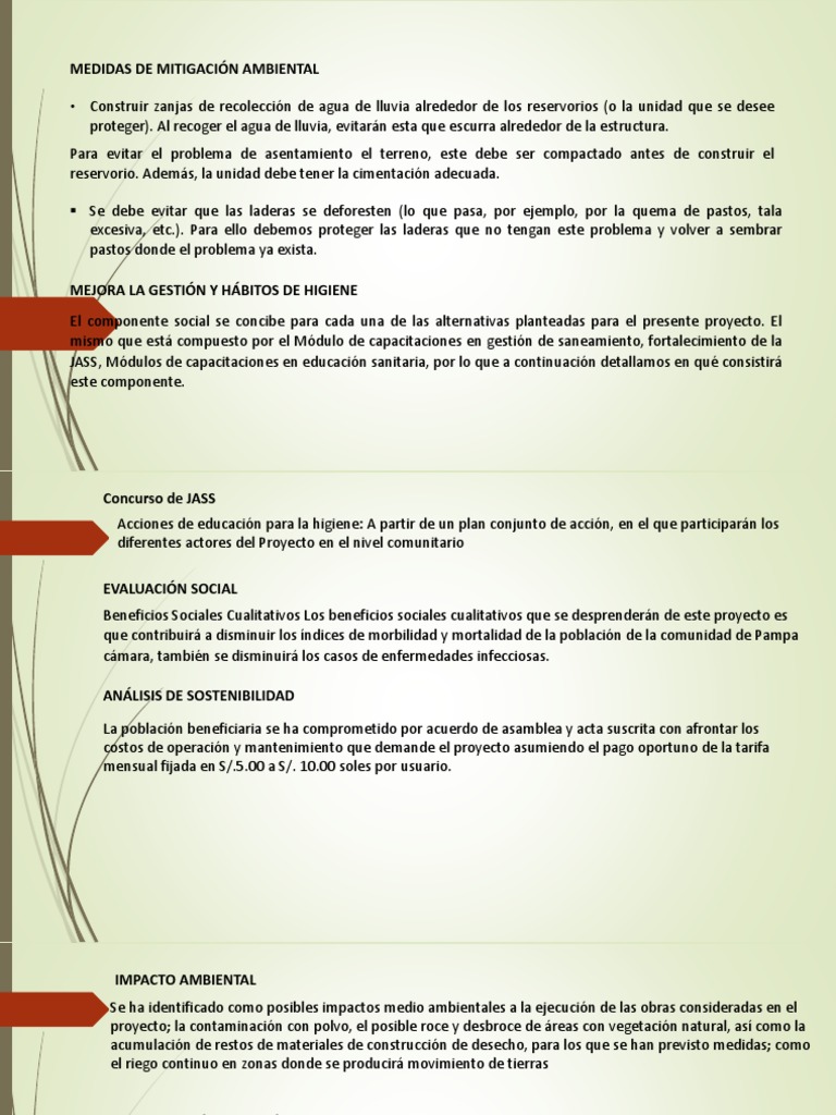 Medidas de Mitigación Ambiental | PDF | Reservorio | Entorno natural