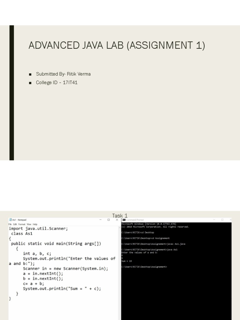 Advanced Java Lab (Assignment 1) Submitted ByRitik Verma College ID