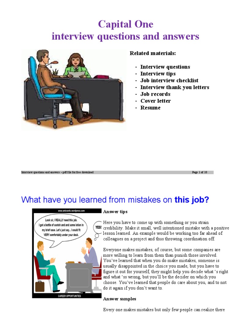 Capital One Interview Questions and Answers: Related Materials | PDF ...