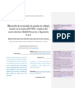 Desarrollo de Un Modelo de Gestión de Calidad Basado en La Norma ISO 9001: Empresa Del Sector Eléctrico M&M Proyectos e Ingeniería S.A.S