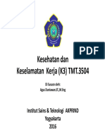 Kesehatan Dan Keselamatan Kerja (K3) TMT.3504: Institut Sains & Teknologi AKPRIND Yogyakarta 2016