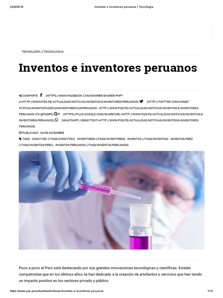 Inventos e Inventores Peruanos - Tecnología | PDF | Iniciativa ...
