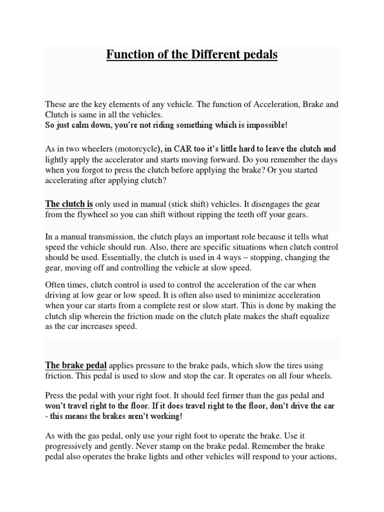 Function of The ABC Pedals PDF Clutch Machines