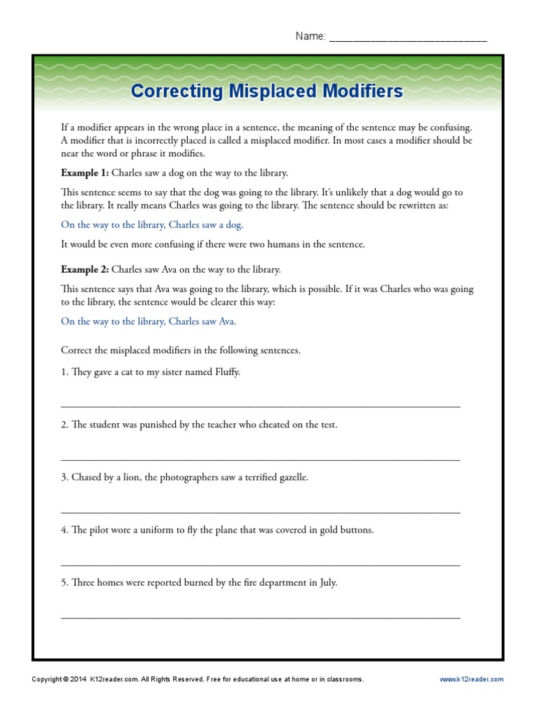 Correcting Misplaced Modifiers | PDF | Cognitive Science | Linguistics