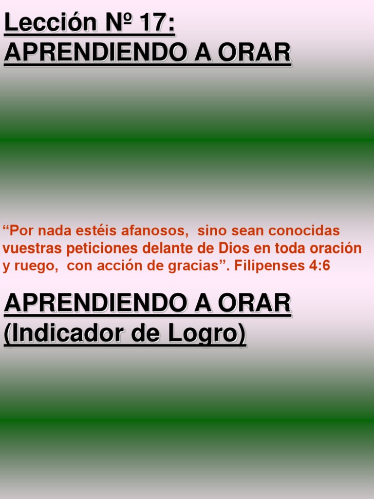 17 Lección #17, Aprendiendo A Orar | PDF | Oración | espíritu Santo