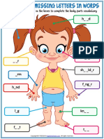 Body Parts Vocabulary Esl Missing Letters in Words Worksheet For Kids