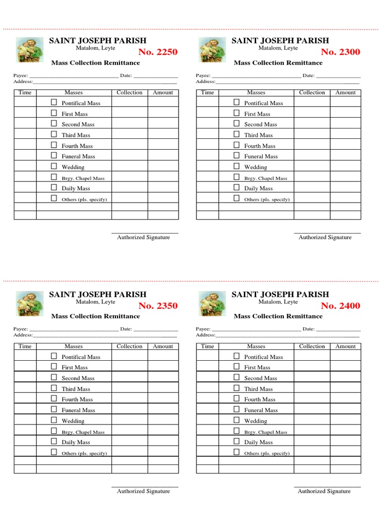Saint Joseph Parish Mass Remittance Form | PDF | Worship