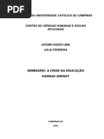 Seminário Hannah Arendt - Jocinei Godói - Julio Ferreira (03!06!2019)