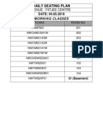 Daily Seating Plan: Morning Classes