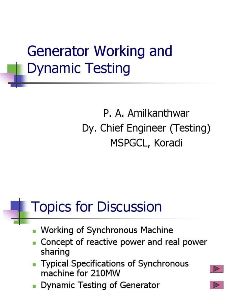 Dynamic Testing of a 210MW Synchronous Generator Procedures, Measurements, and Insights PDF