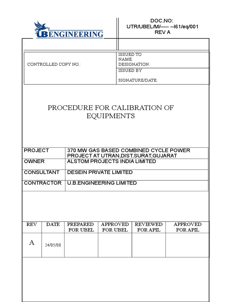 Calibration Procedure for Equipment | PDF | Calibration | Electrical ...