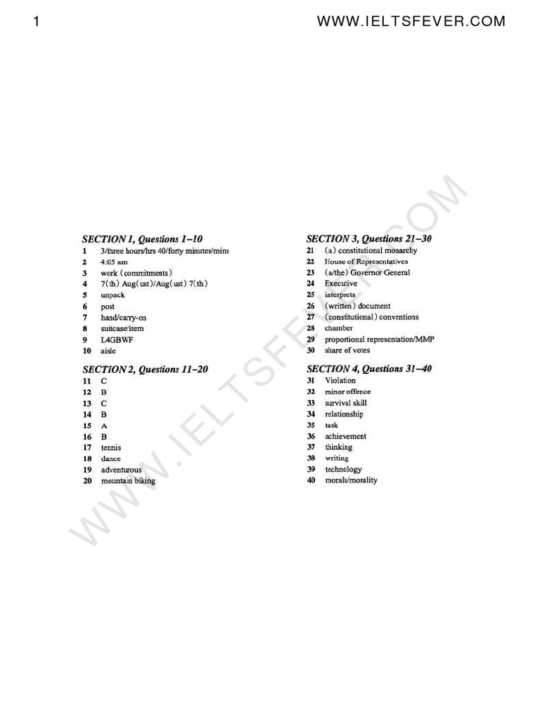 Answers Ielts Fever Listening Practice Test 22 PDF | PDF